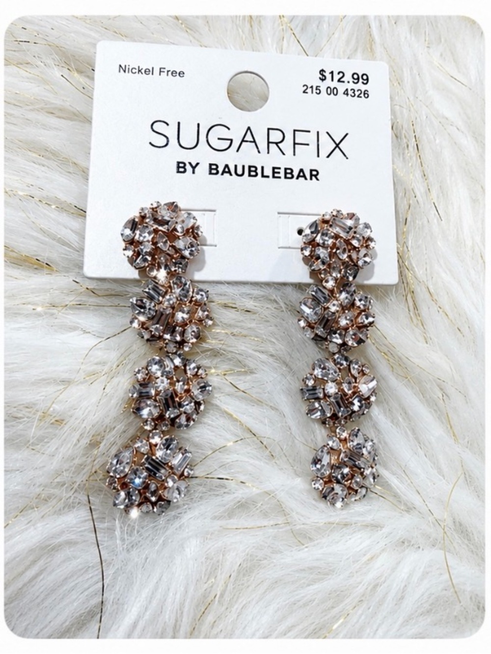 NWT Sugarfix BaubleBar Rhinestone Drop Earrings Glam Statement Dangle